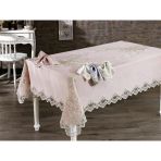 Finezza 160x230 cm 17 Parça 8 Kişilik Masal Güpürlü Keten Pudra Sofra Takımı