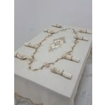 Finezza 160x230 cm 17 Parça 8 Kişilik Perla Güpürlü Keten Bej Sofra Takımı