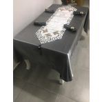 Finezza 160x230 cm 34 Parça 8 Kişilik Afife Kadife Monoray Kumaş Gümüş Füme Dikdörtgen Sofra Takımı