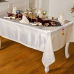 Finezza 160x230 cm 8 Kişilik 26 Parça Mina Kadife Kumaş Kreme Mor Sofra Takımı