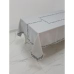 Finezza 160x230 cm Antik Lüx Jakar Bordürlü Keten Kumaş Gri Dikdörtgen Masa Örtüsü