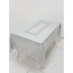 Finezza 160x230 cm Beril Lüx Dantelli Keten Kumaş Gri Dikdörtgen Masa Örtüsü