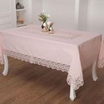Finezza 160x230 cm Beril Lüx Dantelli Keten Kumaş Pudra Masa Örtüsü