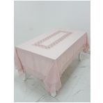 Finezza 160x230 cm Esra Lüx Dantelli Keten Kumaş Pudra Dikdörtgen Masa Örtüsü