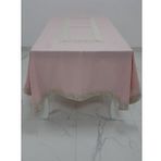 Finezza 160x230 cm Gonca Lüx Jakar Bordürlü Keten Kumaş Pudra Dikdörtgen Masa Örtüsü