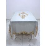 Finezza 160x230 cm Henna Lüx Dantelli Simli Keten Kumaş Gri Dikdörtgen Masa Örtüsü