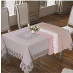 Finezza 160x230 cm Narin Lüx Dantelli Keten Kumaş Gri Dikdörtgen Masa Örtüsü
