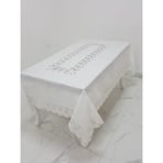 Finezza 160x230 cm Narin Lüx Dantelli Keten Kumaş Krem Dikdörtgen Masa Örtüsü