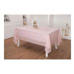 Finezza 160x230 cm Narin Lüx Dantelli Keten Kumaş Pudra Dikdörtgen Masa Örtüsü