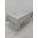 Finezza 160x230 cm Nergis Lüx Jakar Bordürlü Keten Kumaş Gri Dikdörtgen Masa Örtüsü