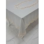 Finezza 160x230 cm Nihal Lüx Dantelli Simli Keten Kumaş Gri Dikdörtgen Masa Örtüsü