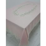 Finezza 160x230 cm Nihal Lüx Dantelli Simli Keten Kumaş Pudra Dikdörtgen Masa Örtüsü