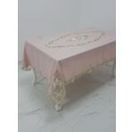 Finezza 160x230 cm Perla Dantelli Simli Keten Kumaş Pudra Masa Örtüsü