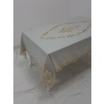 Finezza 160x230 cm Perla Lüx Dantelli Simli Keten Kumaş Gri Dikdörtgen Masa Örtüsü