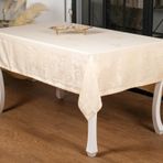Finezza 160x320 cm Raya Lüx Jakar Bambu Kumaş Bej Dikdörtgen Masa Örtüsü