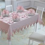 Finezza 170x230 cm 17 Parça 8 Kişilik Ahsen Dantelli Etamin Kumaş Sofra Takımı