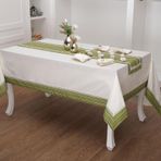 Finezza 170x230 cm 18 Parça 8 Kişilik Armine Pamuk Pembe Peçeteli Sofra Takımı