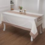 Finezza 170x230 cm 2 Parça Julyet Pamuk Krem Kahve Masa Örtüsü ve Runner