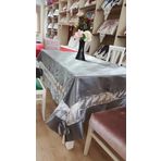 Finezza 170x230 cm Gelin Lüx Krem Dantelli Monoray Kumaş Gri Dikdörtgen Masa Örtüsü