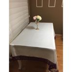 Finezza 170x230 cm Seramoni Güpürlü Monoray Kumaş Krem Mor Dikdörtgen Masa Örtüsü