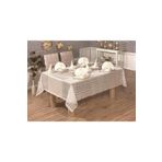 Finezza 170x280 cm 17 Parça 8 Kişilik Mimoza Lüx Dantelli Monoray Kumaş Krem Dikdörtgen Sofra Takımı
