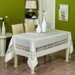 Finezza 170x330 cm Gelin Lüx Dantelli Monoray Kumaş Krem Masa Örtüsü