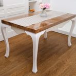 Finezza 40x140 cm Melisa Damask Baskılı Duck Kumaş Kreme Kahve Runner