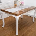 Finezza 40x140 cm Melisa Damask Baskılı Duck Kumaş Krem/Gri Runner