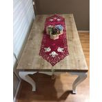 Finezza 40x140 cm Mina Kadife Kumaş Lazer Kesim Çiçek Süslemeli Bordo Runner