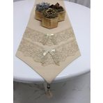Finezza 40x160 cm Runnerlinen Güpürlü Keten Kumaş Bej Runner