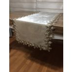 Finezza 40x180 cm Helen Kadife Güpürlü Krem Runner