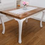 Finezza 45x150 cm Linda Nakışlı Keten Efekt Kumaş Kreme Pembe Runner