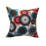 Finezza 45x45 cm Geometrik Çiçek Baskılı Duck Pamuk Kumaş Krem Kırlent
