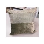 Finezza 45x45 cm Hale Şerit Taşlı Kadife Kumaş Haki 2'li Kırlent