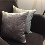 Finezza 45x45 cm Linen Pamuk Keten Baskılı Krem Gümüş Antik Emboss Baskılı Kadife Vizon 2'li Kırlent