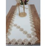Finezza 48x145 cm Jadelin Gold Güpürlü Keten Kumaş Krem Runner