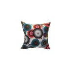 Finezza Geometrik Çiçek Baskılı Duck Pamuk Kumaş Krem Kırlent 45x45 cm 796