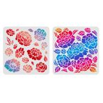 FINGERINSPIRE 2 adet Şakayık ve Gül Şablonları 11,8x11,8 inç Şakayık Boyama Şablonu Yeniden Kullanılabilir Gül Şablonları Çiçek Şablonu Ahşap Üzerine Boyama için Tuval Kağıt Kumaş Yer Duvar Karosu