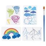 FINGERINSPIRE 4 Stilleri Hava Desen Şablon Fırça ile 11,7x8,3 inç Gökkuşağı Boyama Şablonlar Bulutlar Yıldırım Şablon Doğa Teması Kasırga Şablonu Ahşap Duvar Yer Karosu Mobilya için