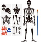 FINGERINSPIRE 6 adet büyük kombinasyon iskeleti fırçalı 30 x 30 cm plastik PET boyama şablonu göğüs kemiği kuru kafa şablonu el kemiği bacak kemiği şablonu ev işleri için el işi