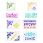 FINGERINSPIRE 8 Adet Fas Sınır Köşe Çizim Şablonu Boya Fırçası ile 3 Boyutlu Mandala Yer Karosu Boyama Şablonu Yunan Anahtar Çiçek Üzüm Şablonu Ahşap Duvar Kumaş Mobilya Üzerine Boyama için Şablon