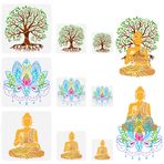 FINGERINSPIRE 9 Adet 3 Stil Hayat Ağacı Şablon Lotus Çiçeği Şablon Plastik Buda Şablonu 11.8/7.9/5.9 "(30/20/15cm) Kare Yeniden Kullanılabilir Kendin Yap Projeleri ve El Sanatları Boyama için Şablonlar Ev Dekoru
