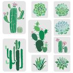 FINGERINSPIRE 9 Adet Etli Bitkiler Şablonlar 2 Boyutlu Kaktüs Bitkileri Desen Şablonu Aloe Vera Duvar Şablonu Plastik Etli Bitkiler Şablonlar Ahşap Zemin Duvarında Boyama için Yeniden Kullanılabilir Şablon
