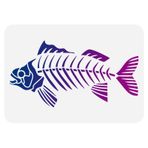 FINGERINSPIRE Balık Kemiği Boyama Şablonları - 21 x 29,7 cm Plastik Yeniden Kullanılabilir Balık Temalı Şablonlar, Kendin Yap Albümler, Duvar, Zemin ve Ev Dekorları için