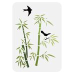 FINGERINSPIRE Bambu Kuş Boyama Şablonu 8.3x11.7 inç Yeniden Kullanılabilir Bambu Şablon Uçan Kuş Şablonu Ahşap, Zemin, Duvar, Fayans, Tuval, Kumaş ve Mobilya Üzerine Boyama için Hayvan Teması Şablonu