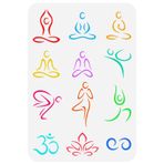 FINGERINSPIRE Çakra Şablonu 29,7 x 21,3 cm Yoga Om Sembolleri Şablon Plastik Yoga Poz Sembolü Lotus Desenleri Şablon Yoga Meditasyon Şablonu Yeniden Kullanılabilir Kendin Yap Ahşap Duvar Ev Dekoru