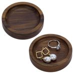 FINGERINSPIRE Ceviz ağacından 2 halka tepsi, 70 mm çap, düz, yuvarlak takı tabağı, ahşap, hindistan cevizi kahverengisi, takı kutusu, ahşap, yüzük, kolye, küpe, takı, anahtar saklama için