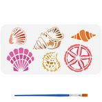 FINGERINSPIRE Deniz Kabukları Fırçalı Boyama Şablonu 5,9x11,8 inç Kum Para Kestaneleri Boyama Şablonu Kabuklu Boyama Şablonu Deniz Kabuğu Boyama Şablonu Ahşap Zemin Duvar için Yeniden Kullanılabilir
