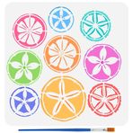 FINGERINSPIRE Fırça ile boyama için kum parası şablonu, 30 x 30 cm, tekrar kullanılabilir deniz kestanesi şablonu, oyulmuş deniz yıldızı desenli şablon, plastik, PET, okyanus temalı, duvar/zemin