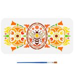 FINGERINSPIRE Geometrik Kenarlıklar Boya Fırçalı Şablon 15,9 x 30 cm Arılar Çiçekler Boyama Şablonu Bitkiler Hayvanlar Sınırlar Desen Şablonu Ahşap Duvar Kumaş Mobilya Üzerine Boyama için Şablon